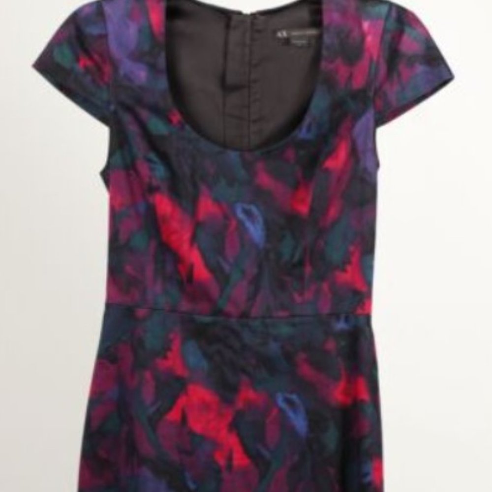 EUC Armani Exchange Women’s Multicolor Cotton Blend Scoop Neck Zip Sheath Dress